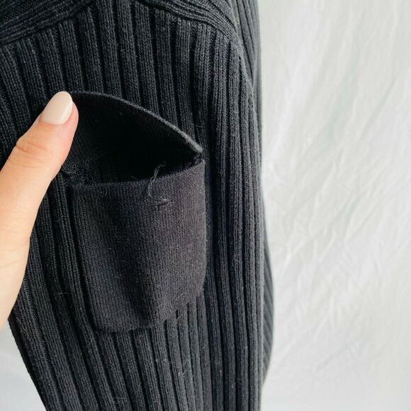 Jamie Sadock Cardigan Sweater Fur Trim Rubbed Black Long Sleeve Size Small Comfy - Picture 7 of 9